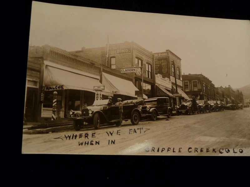 Cripple Creek Colorado Real Photo Line Old Cars Unposted SKU#37511