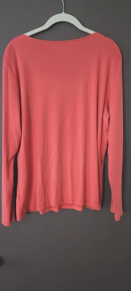 Camiseta J Jill Naranja Pima Algodón Cuello en V Manga Larga Otoño Halloween Talla XL Foto 3 de 4