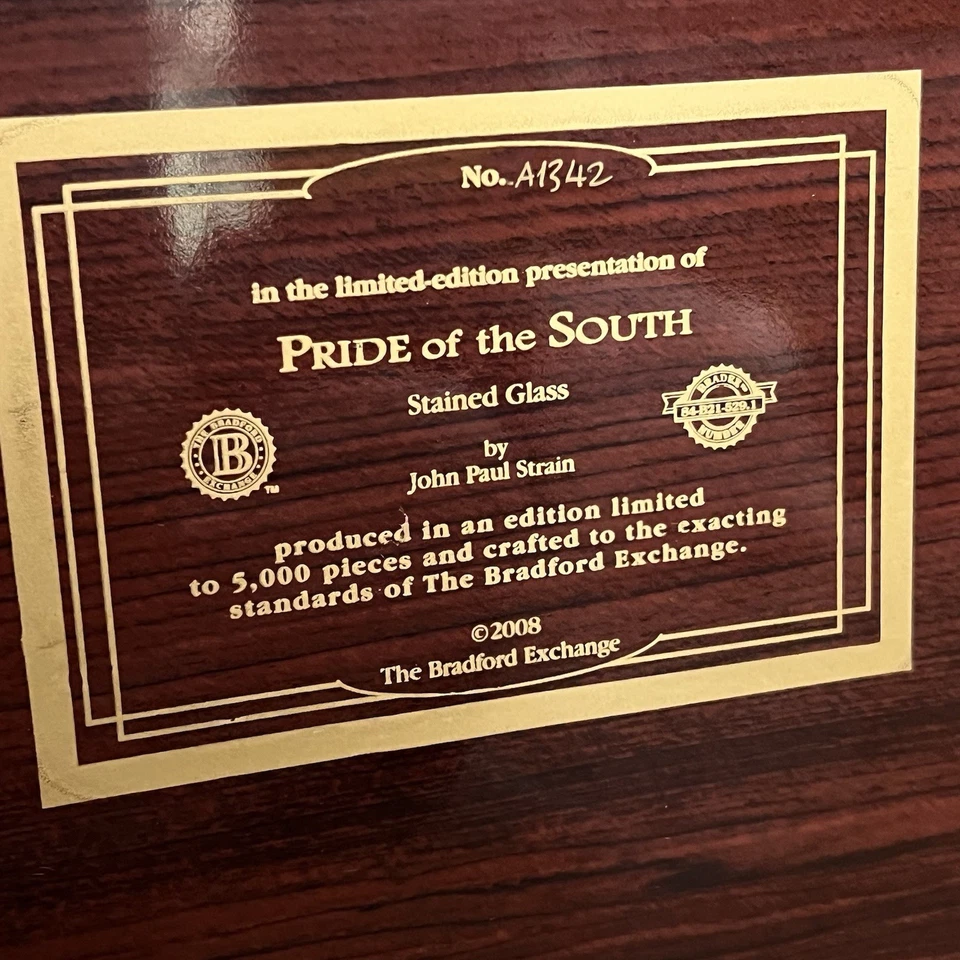 John Paul Strain, “Orgullo del Sur” vitral Bradford Exchange Limited Foto 2 de 4