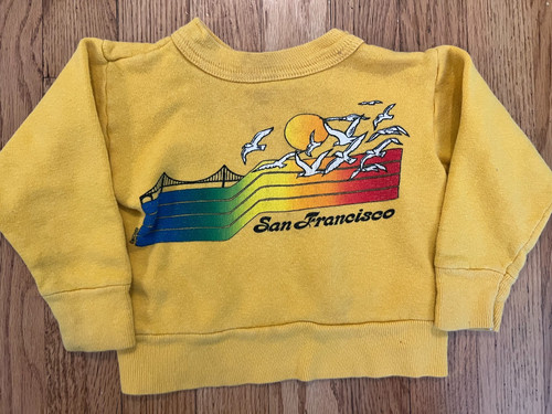 VTG 1982 San Francisco Rainbow Yellow Crewneck Sweatshirt Toddler 18M-24M RARE