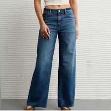 American Eagle Womens Super High Rise Baggy Wide Leg Jeans Medium Wash Size 6