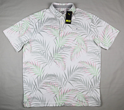 PUMA Cloudspun Palm Leaf Polo Arcadia Bluffs Golf Lake Michigan Sz LARGE