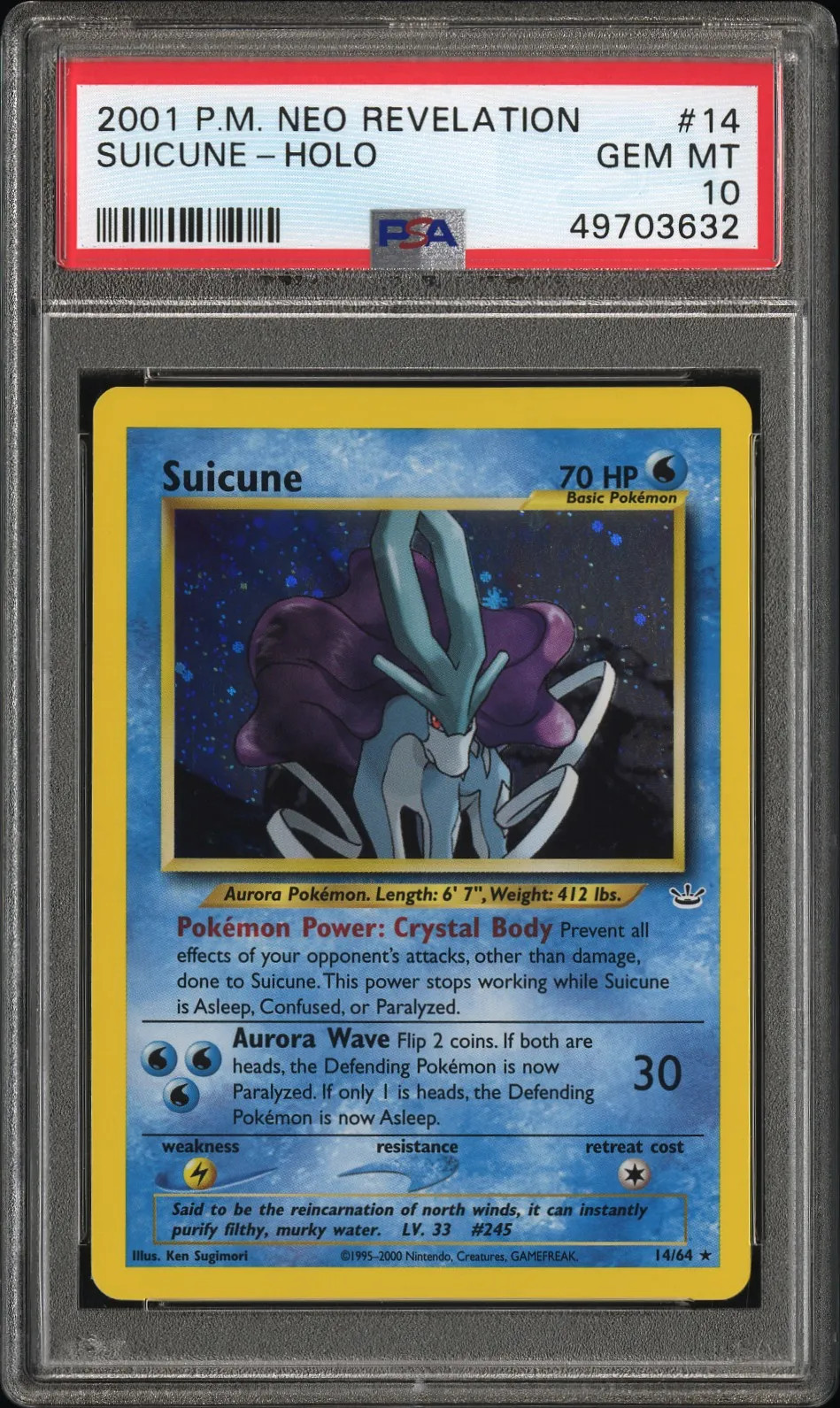 2001 Pokemon Neo Revelation Suicune Holo PSA 10 #14
