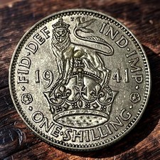 1941 Great Britain 0.500 Silver Shilling George VI World Coin KM# 853 Lot D1-45
