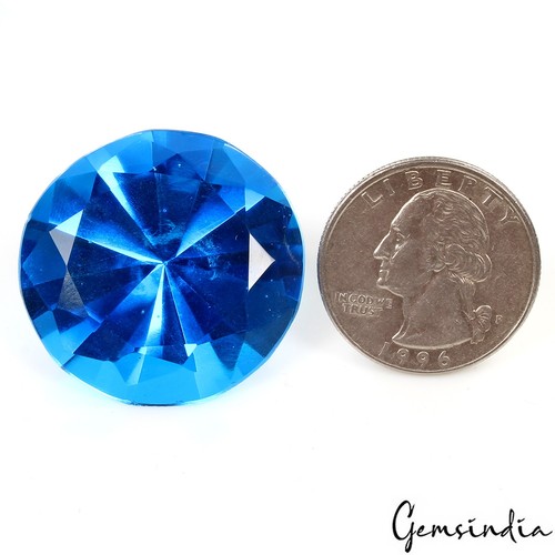 Eye Clean Hydro Sapphire 74.60Ct Huge Round Diamond Cut Pendant Size Gemstone - Picture 12 of 12