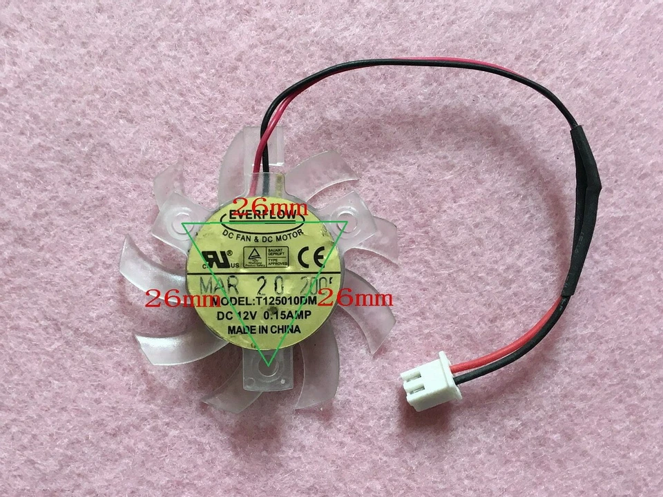 45mm ASUS MSI GIGABYTE VGA Fan Replacement 26mm 2Pin T125010DM DC 12V 0.15A R38 - Image 3 of 4