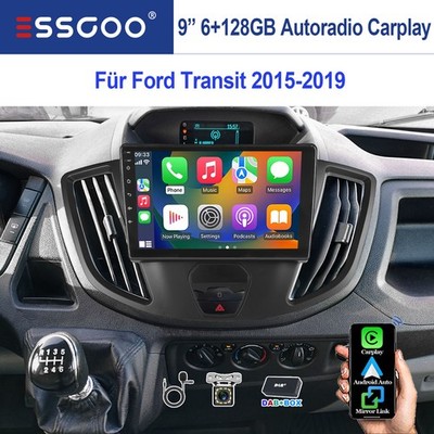 Android 14 Autoradio DAB+ Carplay 128GB Für Ford Transit 2015-2018 Navi MIC Kam+