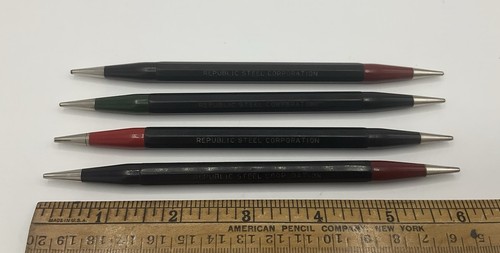 4 Autopoint Republic Steel Double End Mechanical Pencils Red Black Needs Lead