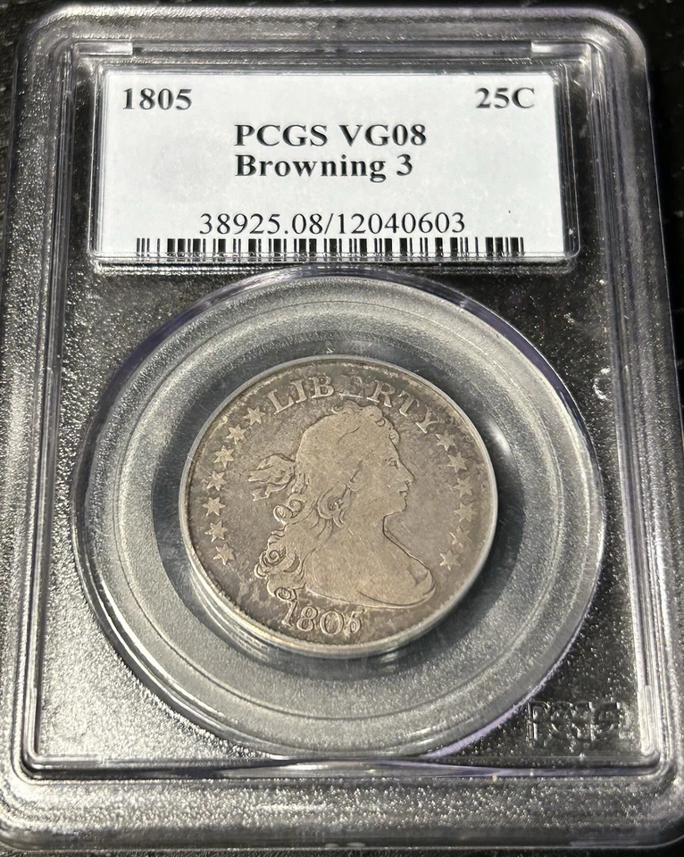 1805 Draped Bust Quarter 25C Rare US Type Coin PCGS VG08 Problem Free Coin - Image 2 of 4