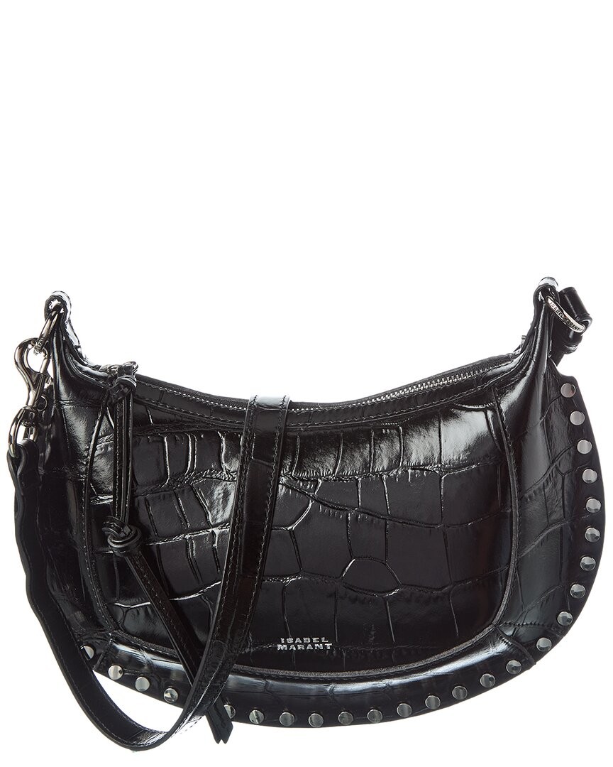 Isabel Marant Oskan Moon Croc-Embossed Leather Hobo Bag Womens Black 111290₽
