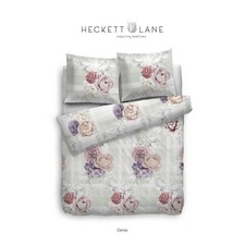 HNL Bettwäsche Set Blumen Gestreift Cerise Grün Lila 135x200 cm 100% Baumwolle