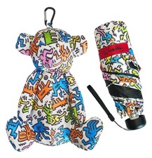 Keith Haring Bear Keyring UV Compact Travel Sun Rain Umbrella ivory color