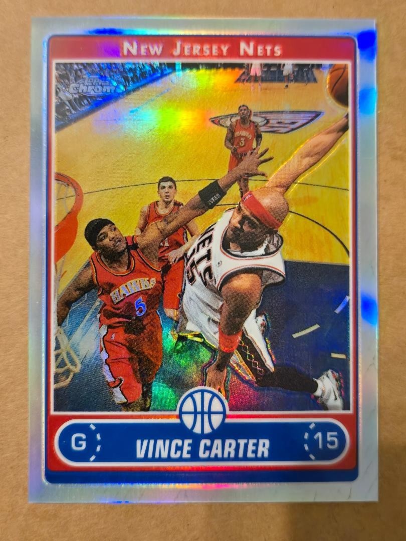 VINCE CARTER NEW JERSEY NETS 2006-07 TOPPS CHROME REFRACTOR CARD NUMBER 12