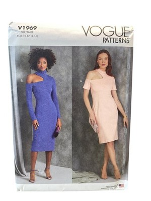 VOGUE V1969 Misses Knit Dress B5 8-16 Modern Asymmetric Cutout