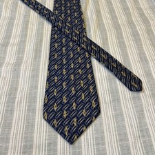 Claiborne Blue Tie 58L 4W 100% Silk Made In USA necktie L#0053