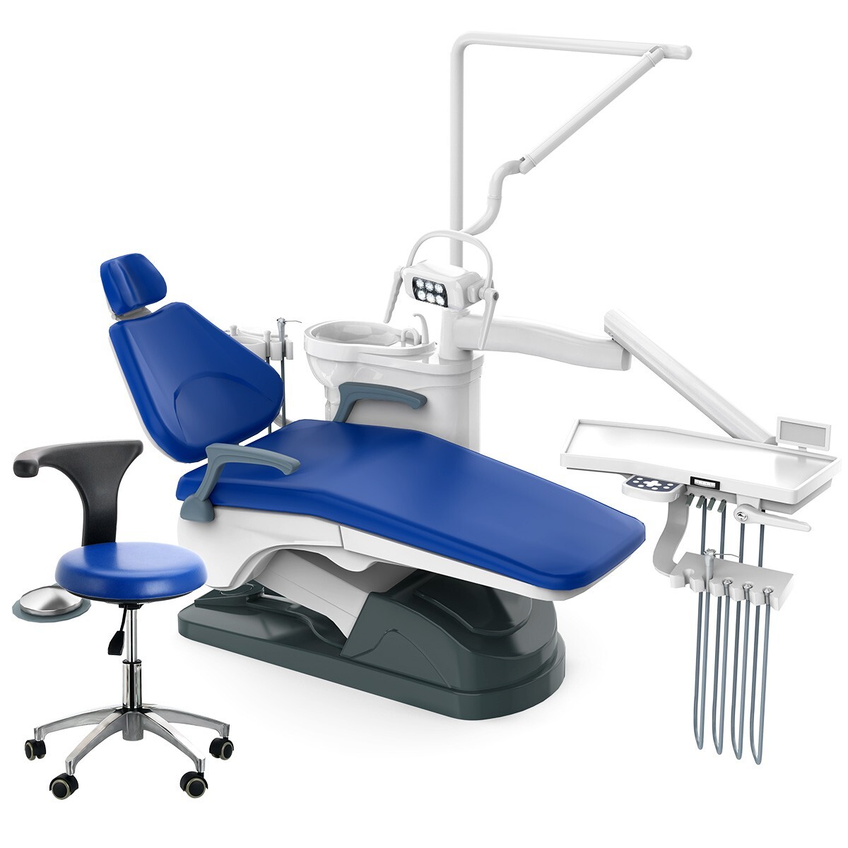 Dental Unit Chair DC Motor Computer Controlled PU Leather Patient Chair+Stool