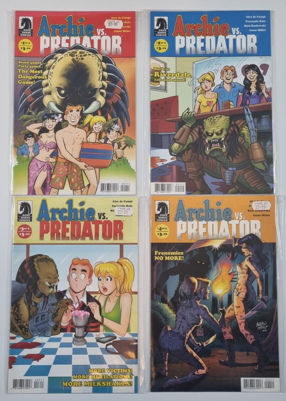 Archie Vs Predator Issues 1 2 3 4 Dark Horse Comics Alex De Campi Complete Set