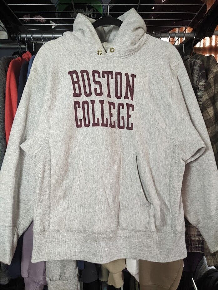 Vintage 80s Champion Reverse Weave Hoodie Hooded Sweatshirt Boston College