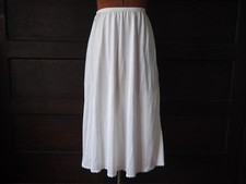 VTG 60s JC Penney White Satin Simple Lace Trim Half Slip Midi Elastic Skirt Sz S