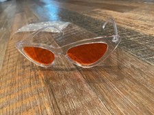 Cat Eye Clear Frames Orange Lens Sun Glasses NEW