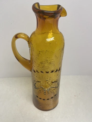 Kanawha Glass #191 Amber Handled 12.5” Bottle w/ Eagle Vintage UV Reactive Glow
