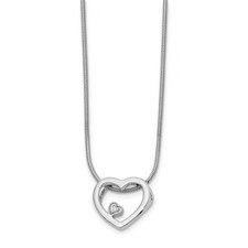 .925 Sterling Silver 0.03 Ct. Diamond Heart Pendant 18" Necklace White Ice