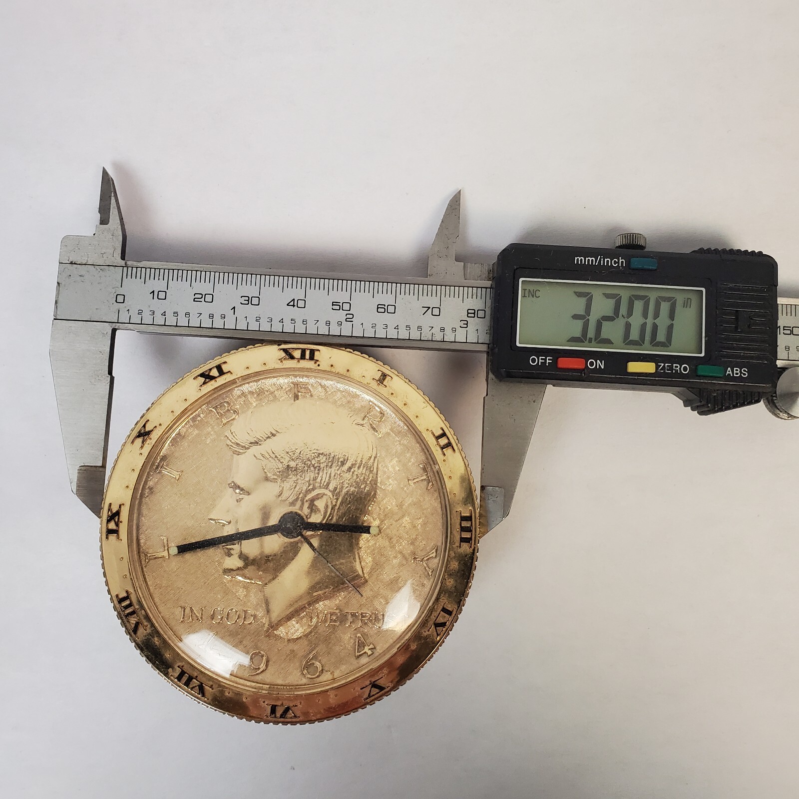 Vtg 1964 Linden Germany Alarm Clock JFK Half Dollar US Kennedy Gold ...