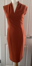 M&S Marks & Spencer Dress 10 orange Shift Bodycon Pencil Spring Summer Office
