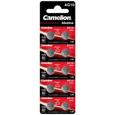 20x Knopfzelle AG10-LR54-V10GA-189-389 Alkaline Uhrenbatterie von Camelion