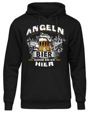Angeln & Bier Kapuzenpullover Angler Pullover Kostüm Fischer Hoodie Fishing Bier