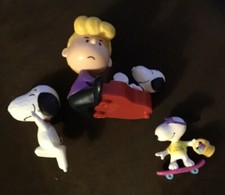 Set Of 3 Snoopy Toys 2 For McDonalds, 1 Peanuts Snoopy On A Skateboard