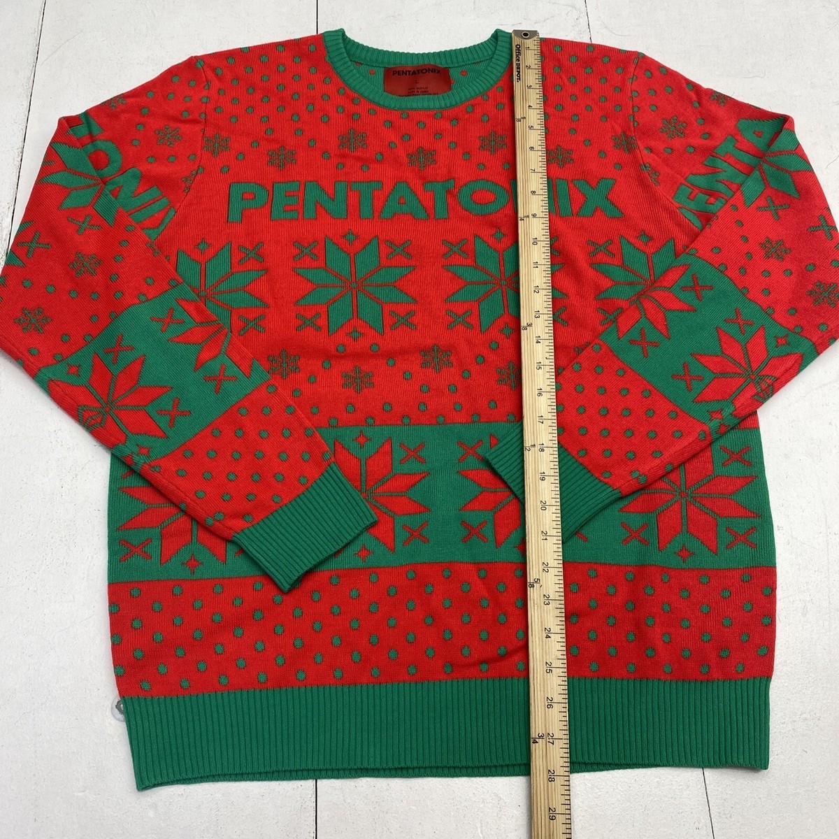 y　ソフト3本セット PENTATONIX HOLIDAY RED/GREEN KNIT SNOWFLAKE SWEATER SIZE LARGE NEW