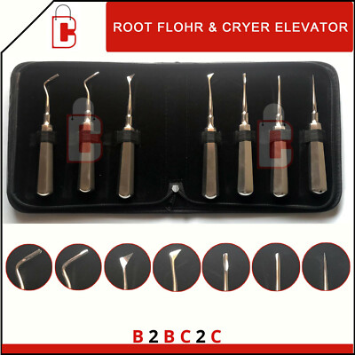 7PCS STRAIGHT DENTAL SURGERY EXTRACTING LUXATING ROOT APICAL FLOHR ELEVATORS SET