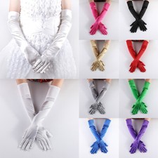 Womens Satin Evening Gloves 21'' Long Party Dance Elbow Length Opera Gloves