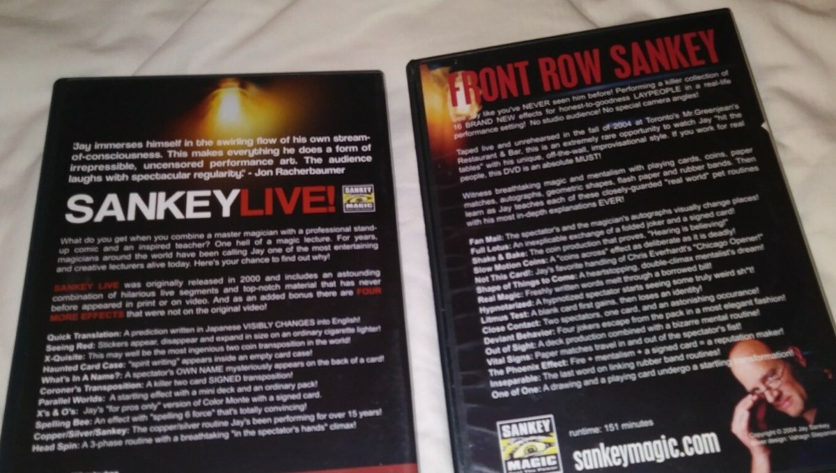 Jay Sankey 2 DVD lot Live & Front Row Sankey Card Coin Close Up