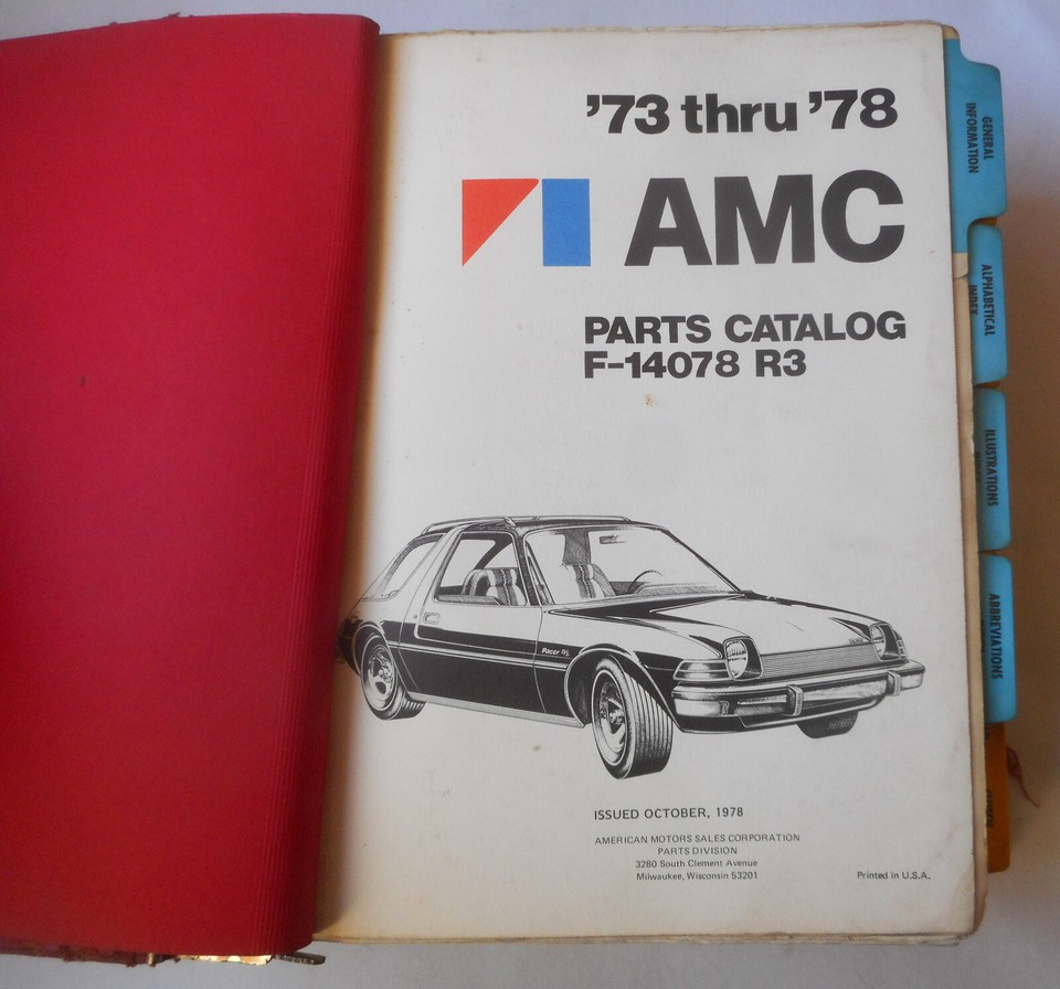 1973 - 1978 AMC PARTS CATALOG BOOK ALL MODELS ORIGINAL AMX JAVLIN PACER  GREMLIN | eBay