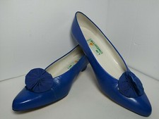 1990 Vintage Made in Spain Liz Claiborne Royal Blue Leather Heels Shoes 9.5 M