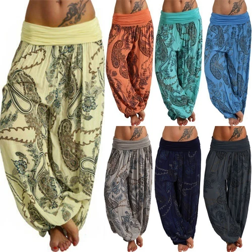 Plus Size Womens Boho Yoga Casual Baggy Hareem Trousers Gypsy Hippie Harem Pants - Picture 10 of 19