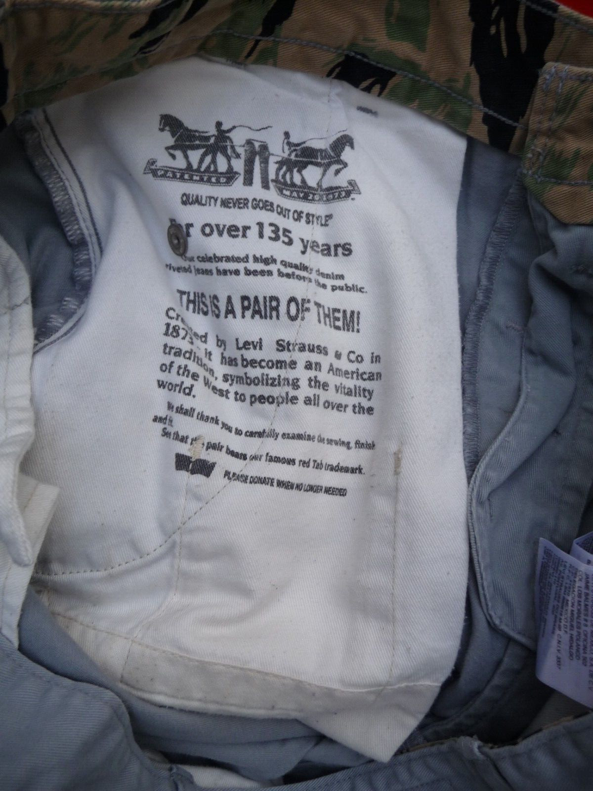 Levis Gray Button Pockets Button Fly White Tab Pa… - image 6