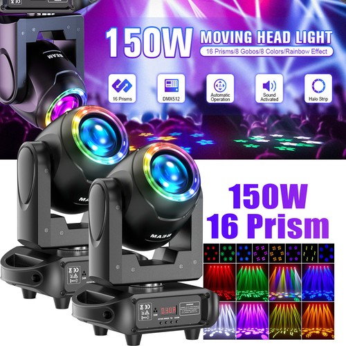 4x 150W LED Beam Moving Head 16 Prisma Gobo Scheinwerfer Halloween Club Party - Bild 15 von 19