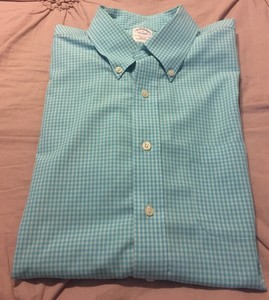 Brooks-Brothers-Original-Polo-Blue-Check-Oxford-Dress-Shirt-Mens-Large-Slim-Fit