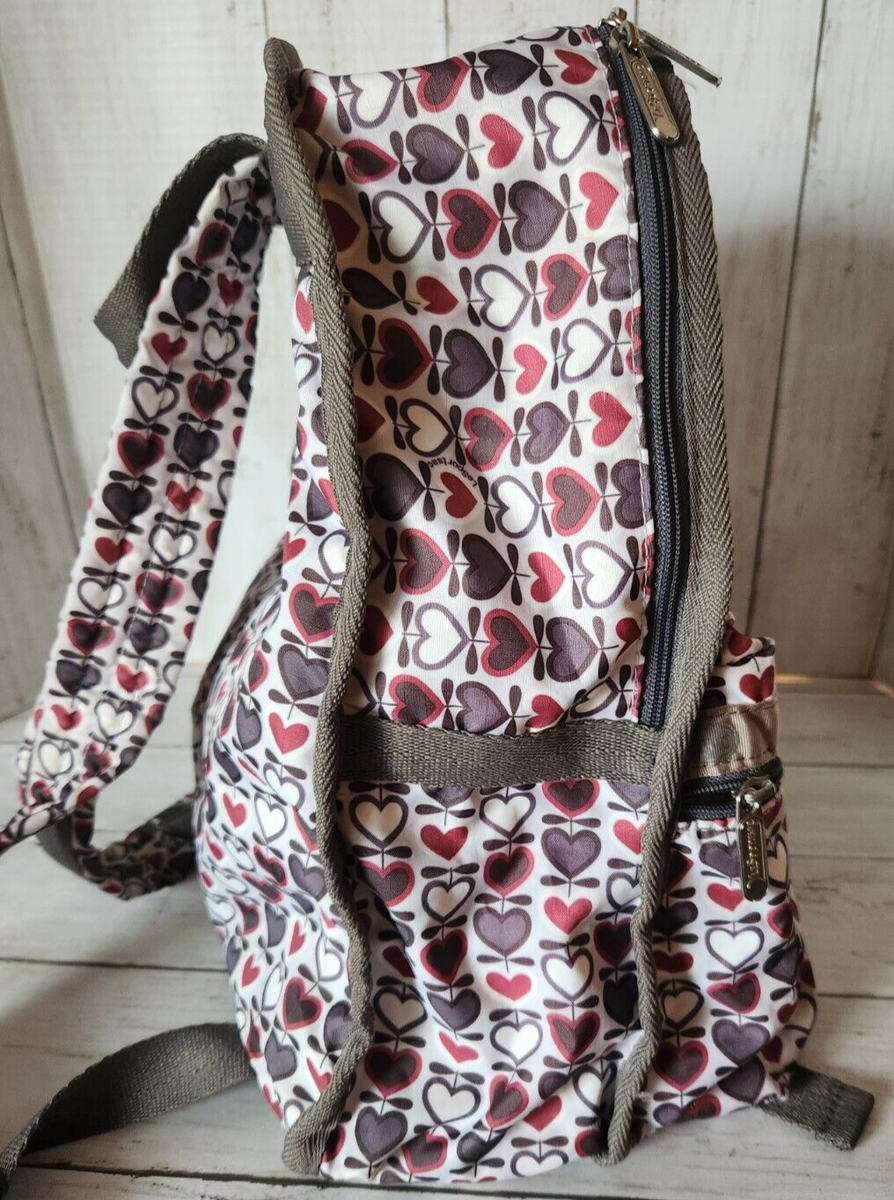 LeSportsac Heart Pattern Brown Tan Off White Tone Medium  display picture 3