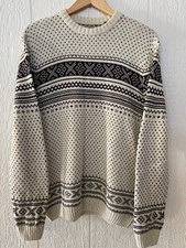Chaps Sweater adult size M men’s Nordic fair isle cream gray pullover