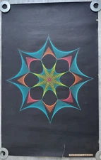 Vintage 1970 Psychedelic TIME WARP Black Light Poster 33" x 22" Pro Arts Inc.