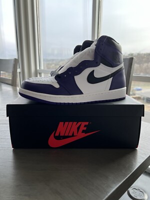 Nike Air Jordan 1 Court Purple 2.0 size 9.5 DS - 555088 500 OG I White Black