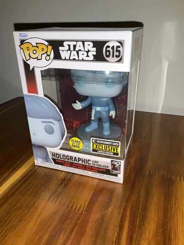 Star Wars Hologram Luke Skywalker GITD POP Figure #615 Funko EE Exclusive New