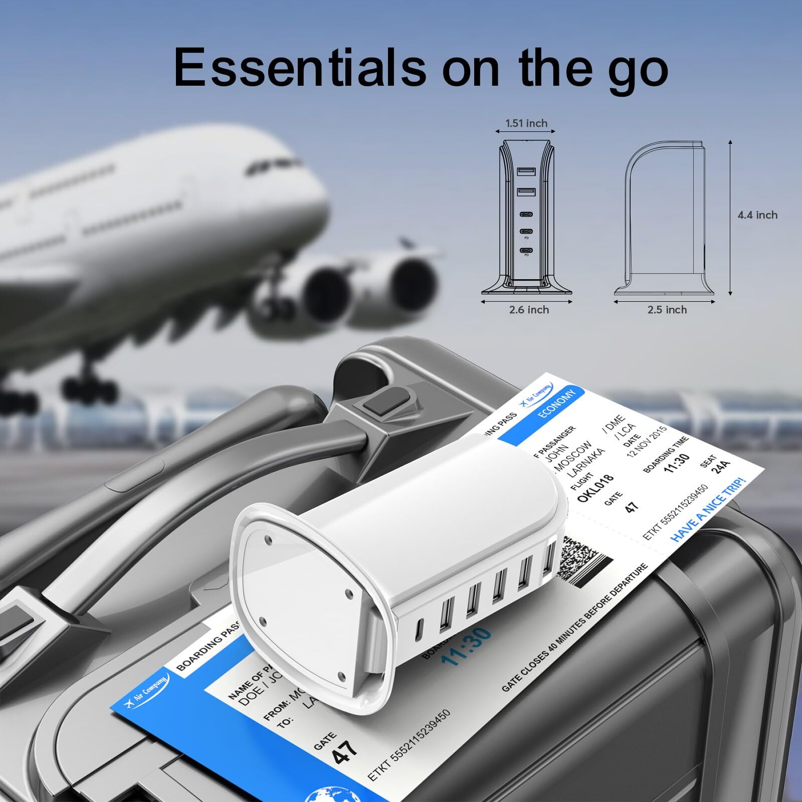 Charging Station For Multiple Devices Multi Usb Tower Hub With 5 Usb+1 Type C Po