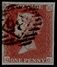GB QV SG8, 1d red-brown PLATE 160, FINE USED. Cat £40. MISSING IMPIMATUR. QG