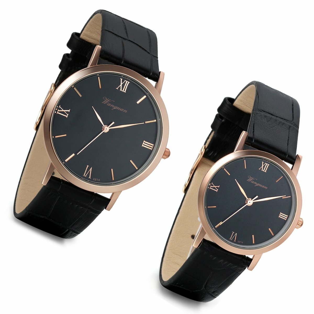 Business Roman Numeral Dial PU Leather Band Quartz Analog Couple  display picture 1