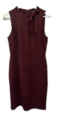 Ann Taylor Factory Burgundy Sheath Dress Dense Ponte Knit Modest Career 4